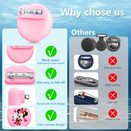 Waterproof for Airtag Holder for Kids - 2 Pack, Princess Air Tag Hidden Case with Safety Pin for Clothes, Luggage, Shoes, Backpack, Toddler, Elderly, Fully Hidden AirTag Tracker Case for Kids