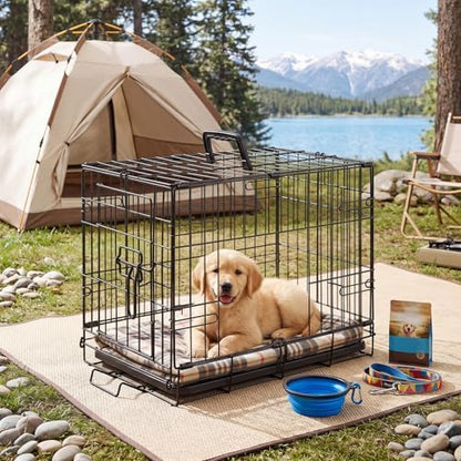 Sweetcrispy Dog Crate, 18 Inch Small Dog Cage, Foldable Puppy Pet Kennel