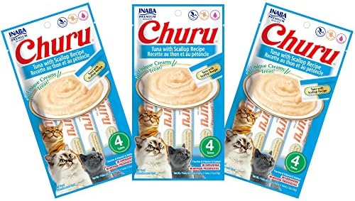 INABA Churu Tuna with Scallop Recipe Lickable Purée Natural Cat Treats 12 Tubes
