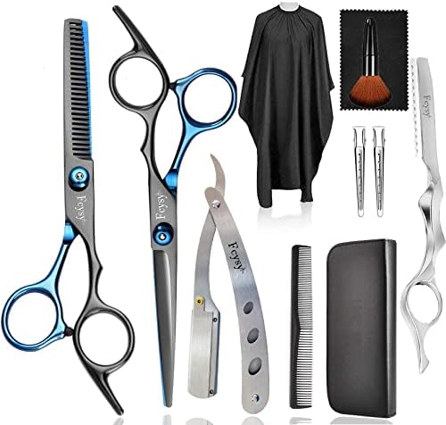 Hair Cutting Scissors Hair Shears Set, Fcysy Professional Barber Shears Thinning Scissors Kit for Haircutting, Hairdressing Shears Salon Accessories for Women Men
