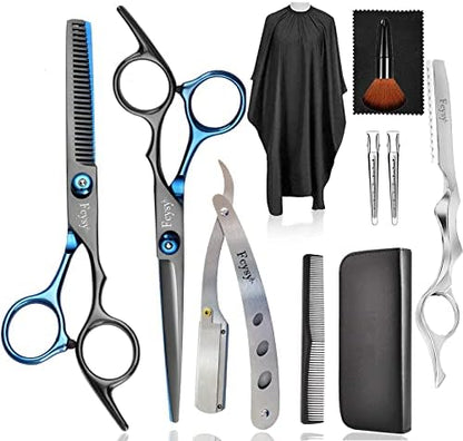 Hair Cutting Scissors Hair Shears Set, Fcysy Professional Barber Shears Thinning Scissors Kit for Haircutting, Hairdressing Shears Salon Accessories for Women Men