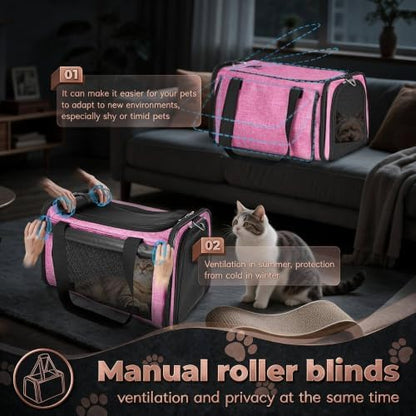 YUDODO 25lbs Cat Carrier Lightproof Soft Sided Pet Carrier for Large Cat