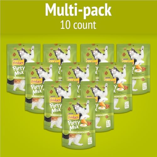 Friskies Purina Party Mix Morning Munch Crunch Cat Treats - 2.1 oz. Pouches,(Pack of 20)