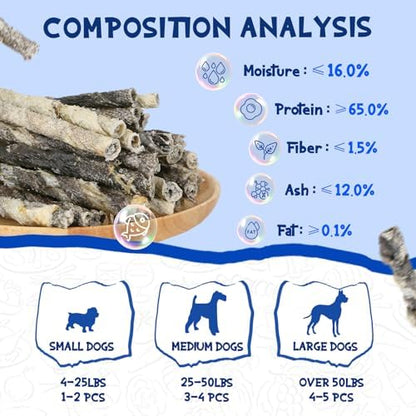 PAWUP Cod Skin Rolls Dog Treats Natural High Omega 3 Dog Snacks, Single Ingredient Cod Skin Chews for Small Dogs w/Taurine, 8 oz (30-35 Count) (Pack of 3)