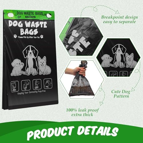 Ireer 20 Count 2000 Pcs Dog Bags Bulk, Cute Pet Waste Bags Bulk Poop Leakproof Easy Single Pull for Dog Waste Station Fit Hang Hole Dispenser Pet Home Outdoor
