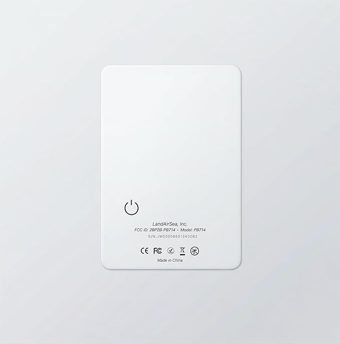 LandAirSea PB714 – Ultra-Slim Apple Find My Wallet Tracker with Secure Adhesive, No Monthly Fee Bluetooth Item Locator for Wallets, Passports & Luggage