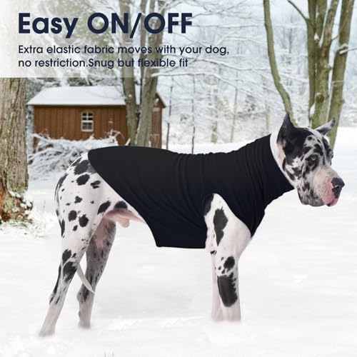 IECOii XL Dog Sweater - Stretch Fleece Vest with Turtleneck - Black,X-Large