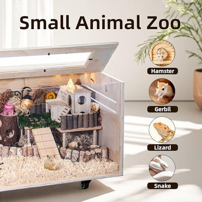 Pine Small Animals Houses&Habitats Chewproof, 32" Pine Guinea Pig Cage Hamster Cage for Small Animals (32" Medium, Roller)