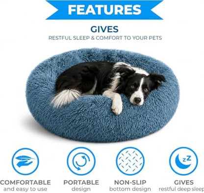 Whiskers & Friends Round Dog Beds for Medium Dogs, Orthopedic, Washable