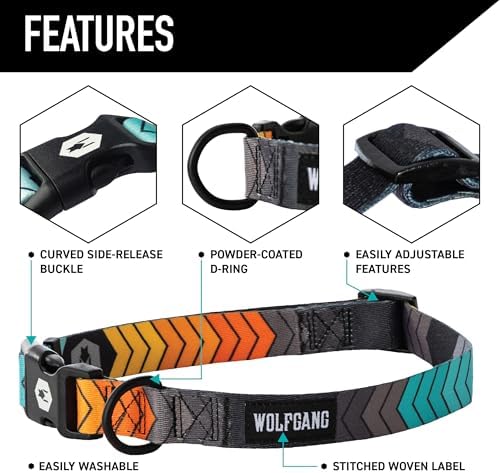 Wolfgang Wide Venture Dog Collar Chevtech Print Medium