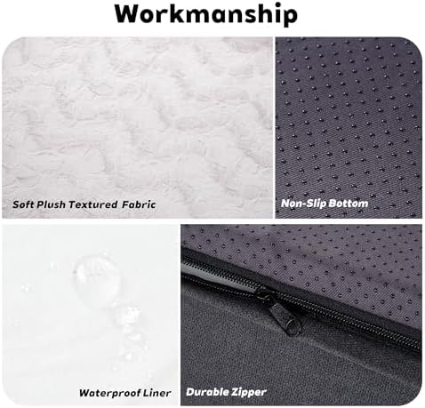 Memory Foam Dog Bed, Extra Large Orthopedic Dog Sofa with Sides and Waterproof Liner, Washable Bolster Pet Bed Couch with Removable Cover, Jumbo | 50 inch, Off-White