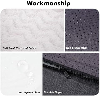 Memory Foam Dog Bed, Extra Large Orthopedic Dog Sofa with Sides and Waterproof Liner, Washable Bolster Pet Bed Couch with Removable Cover, Jumbo | 50 inch, Off-White