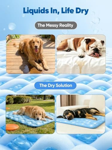 Rywell 44x32in Dog Cooling Mat with One-Way Moisture & Arc-Chill 3.0