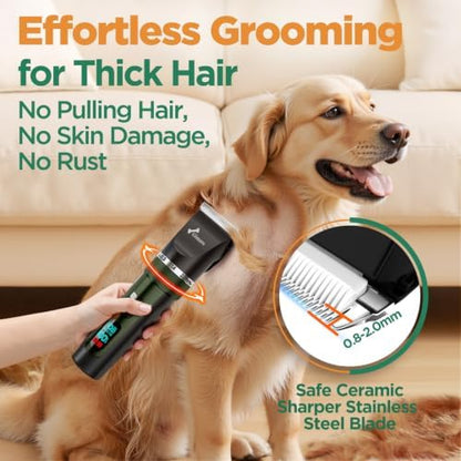 Gimars 4 in 1 Powerful 7000RPM Dog Clippers for Grooming with Replacement Blade, Professional Cordless Low Noise 55dB Pet Clippers, Dog Hair Clipper and Dog Shaver Kit for Thick Hair, Cat and Horse