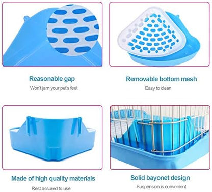 kathson Triangle Potty Trainer Corner Bunny Toilet Guinea Pig Litter Bedding Plastic Box Pet Pan for Rabbit Chinchilla Hamster Ferret Small Animal (Green)