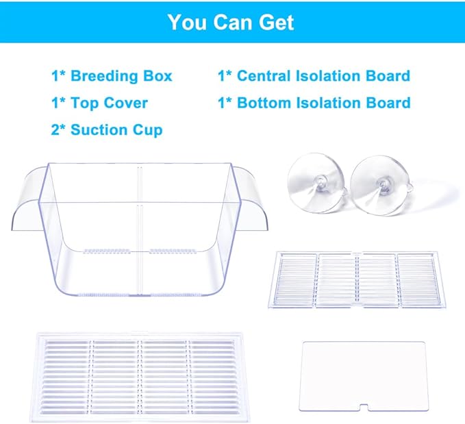 DaToo Fish Breeding Box Aquarium Holding Tank Transparent Fish Isolation Box Acclimation Hatchery Incubator Breeder for Betta Shrimp Clownfish Guppy Large