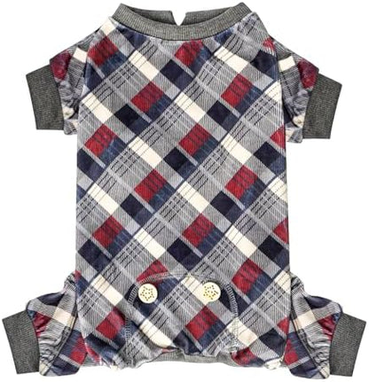 KYEESE Velvet Dog Pajamas for Small Dogs Soft Plaid Onesie Daily Wear