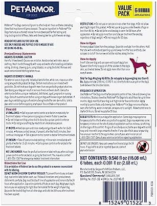 PetArmor Flea & Tick Topical Dogs 45-88 lbs, Fipronil, 6-Month