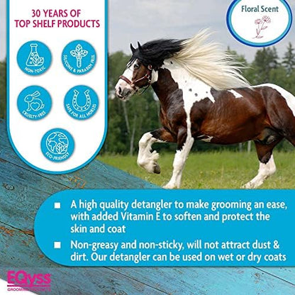 Eqyss Survivor Equine Horse Detangler - Smoothes Out Tangles, Mats, Knots - Enhances Shine, Softens Coat, Mane, Tail - for All Horses, USA-Made