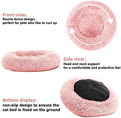 Cat Beds for Indoor Cats,20 Inch Dog Bed for Small Melium Large Dogs, Washable-Round Pet Bed for Puppy and Kitten with Slip-Resistant Bottom