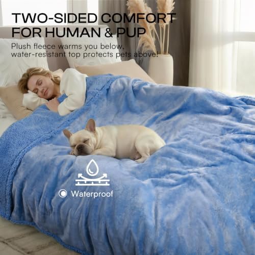 Luciphia Waterproof Blanket for Large Dog, Reversible Sherpa Couch Cover