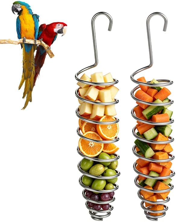 2 Pack Bird Feeder for Cage, Stainless Steel Millet Holder for Bird Cage