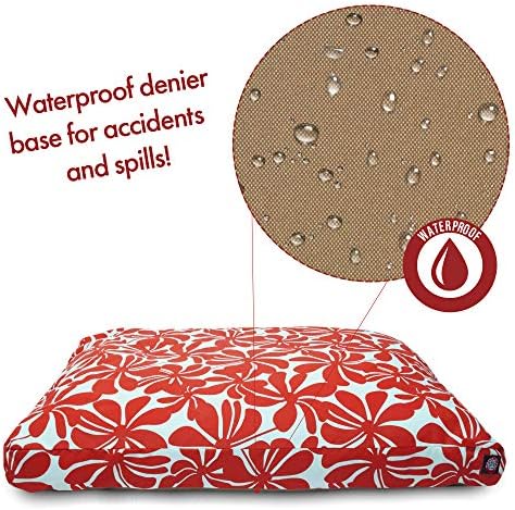Majestic Pet Rectangular Dog Bed, X-Large, 50x42x5 in, Washable, Red