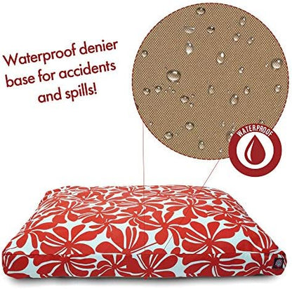 Majestic Pet Rectangular Dog Bed, X-Large, 50x42x5 in, Washable, Red
