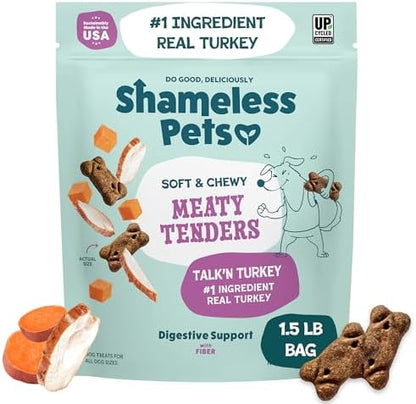 Shameless Pets Talk'n Turkey Meaty Tenders, Soft Dog Treats, 1.5lb