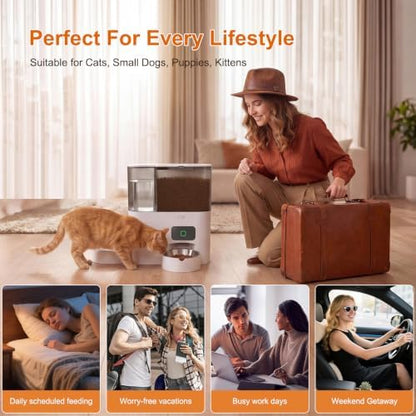 Automatic Cat Feeder and Water Dispenser, 8L WiFi Cat Dry Food Dispenser