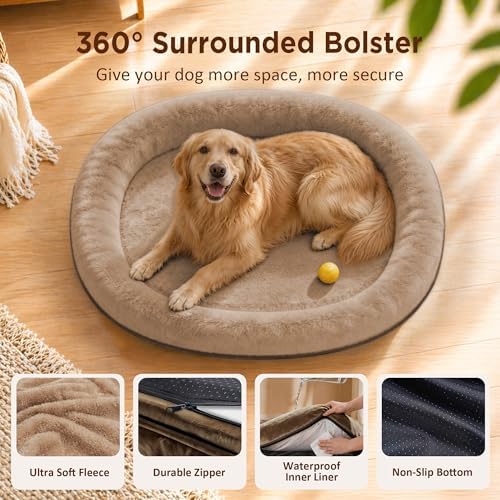 Waterproof Orthopedic Dog Bed for Medium Dogs, Coffee
