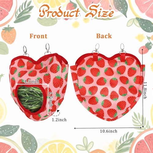Rabbit Hay Feeder, 1 Hole Hanging Hay Bag for Rabbits Guinea Pig Bunny Chinchillas Washable Rabbit Hay Holder 10.6x11.8inch
