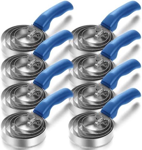 Tanlade 4 Rings 8 Pack Curry Comb Horse Brush Metal Curry Brush Derby Party Supplies Reversible Stainless Steel Comb Scraper with Comfortable Grip for Cow Sheep Pet Dog Goat Horse (Blue)