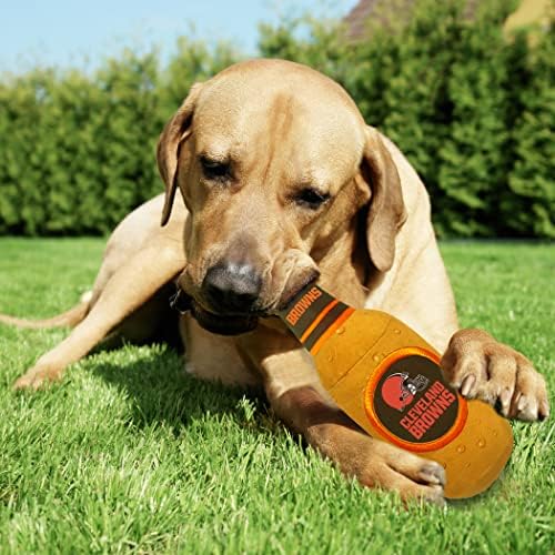 Pets First NFL Cleveland Browns Beer Bottle Plush Dog&CAT Squeak Toy-Cutest Stadium SODA Bottle Snack Plush Toy for Dogs&Cats with Inner Squeaker & Beautiful Football Team Name/Logo 10 x 3 x 3 Inches