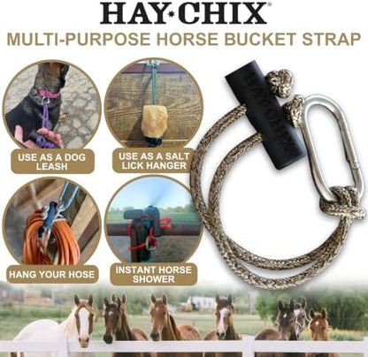 hay chix 14-Inch Horse Bucket Strap | Adjustable Stall Hanger, R. Gold