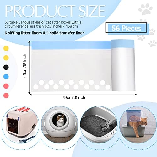 Jutom 56 Count Sifting Litter Box Liners, Cat Box Liners with Holes