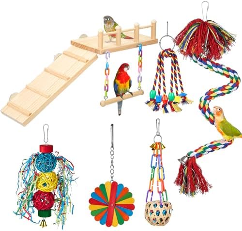 6 Pcs Parakeet Cockatiel Bird Toys,Interactive Style