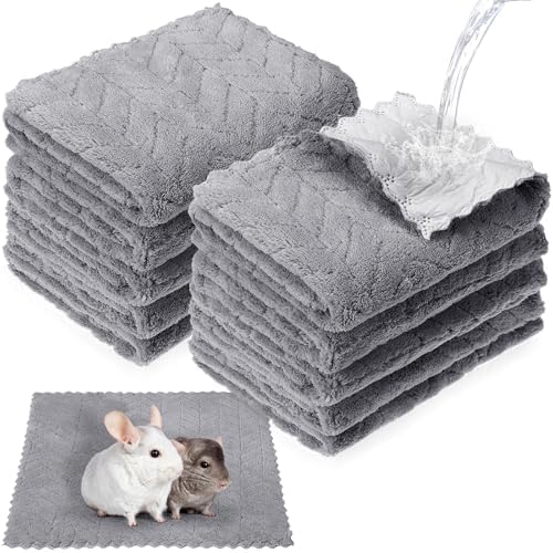 VitalCozy 10Pcs Guinea Pig Cage Liner Washable, Wheat, 12x12 Inch, Gray