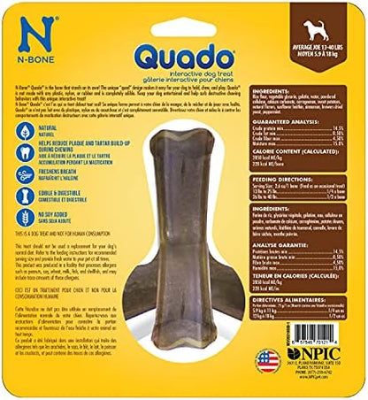 N-Bone Quado Interactive Treat, BBQ Flavor, Medium, 2.8oz (Pack of 4)