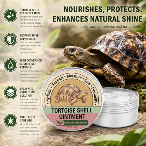 Tortoise Shell Conditioner for Polish Cleaner - Tortoise Shell Balm Wax Restore Shine Repair Care for Sulcata, African Spurred, Russian, Hermann's 2.6 Oz