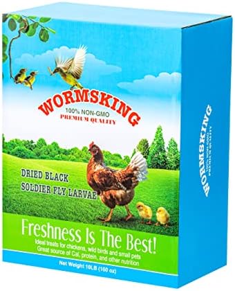 WORMSKING 10LB Dried Black Soldier Fly Larvae, More Calcium Than Dried Mealworms, High Protein Chicken Feed, Poultry Treat