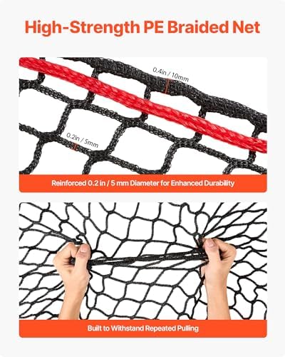 VEVOR Round Bale Hay Net, 5.91 x 5.91 x 5.91 ft, 1.5 inch Holes, PE Material, Knotless Design, with Zip Ties, Needle Shuttle, Repair Twine and Storage Bag, Slow Feeder Round Bale Net for Horses