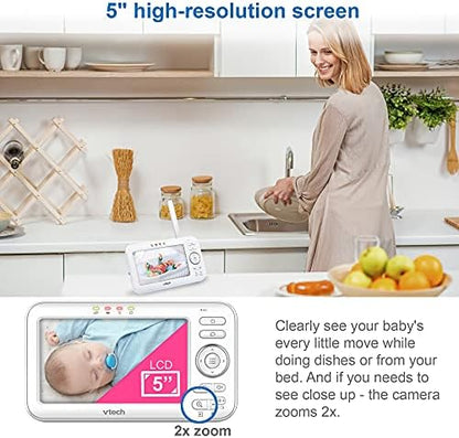 VTech VM5463-2 Video Baby Monitor with 2 Cameras, 5" HD Screen