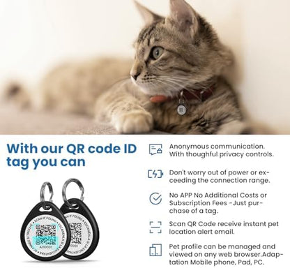 QR Code Cat Tags Personalized Small, Real-time Alerts, BKPKRE