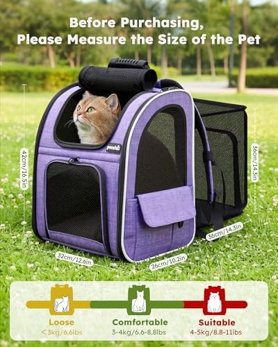 pecute Cat Backpack Expandable, Cat Carrier with Breathable Window