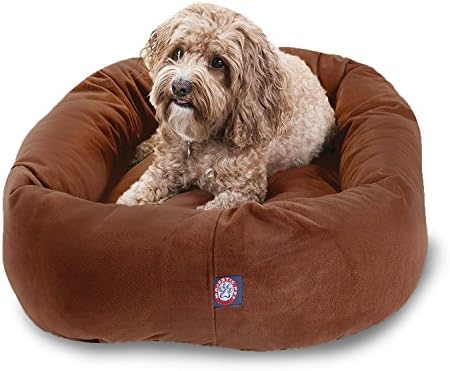 Majestic Pet Suede Calming Dog Bed, 32 Inch Medium, Round, Washable, Rust