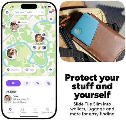 Life360 Tile Slim - Wallet Finder, Bluetooth Tracker and Item Locator for Luggage Tags, Passports and More. Both iOS and Android Compatible. Phone Finder. 1-Pack (Aqua Lemon)