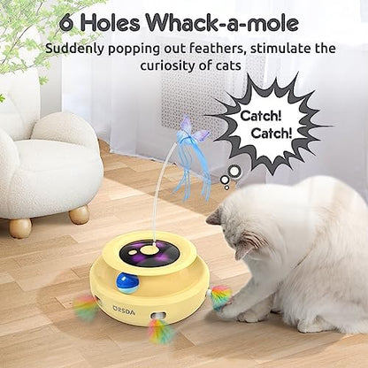 ORSDA Cat Toy, 3-in-1 Automatic Interactive Electronic Moving Ambush Feather, Fluttering Butterfly, Track Balls, USB Rechargeable Powered Smart Indoor Exercise Kicker
