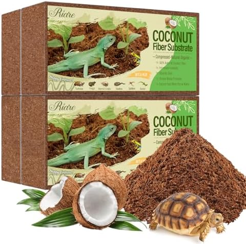 Riare 4 Pack Natural Coconut Fiber Substrate, Coco Coir Reptile Bedding
