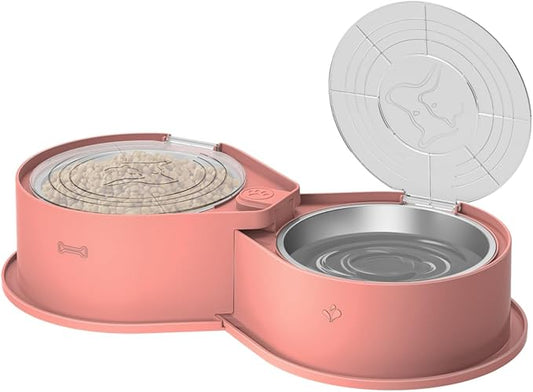 Newget Stainless Steel Dog Bowl Set with Lids, 304 Metal Dual Food & Water Bowls for Dogs & Cats, Large Capacity Pet Feeder with Cover Keeps Food Fresh, Anti-Skid Dog Dish for Small/Medium/Large Pets